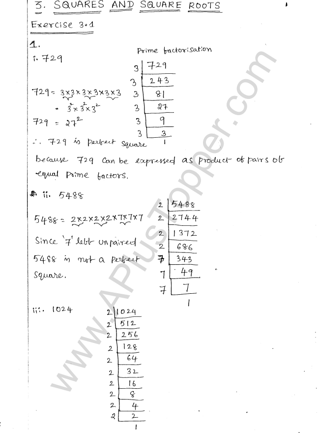 ML Aggarwal ICSE Solutions for Class 8 Maths Chapter 3 Squares and Square Roots 1