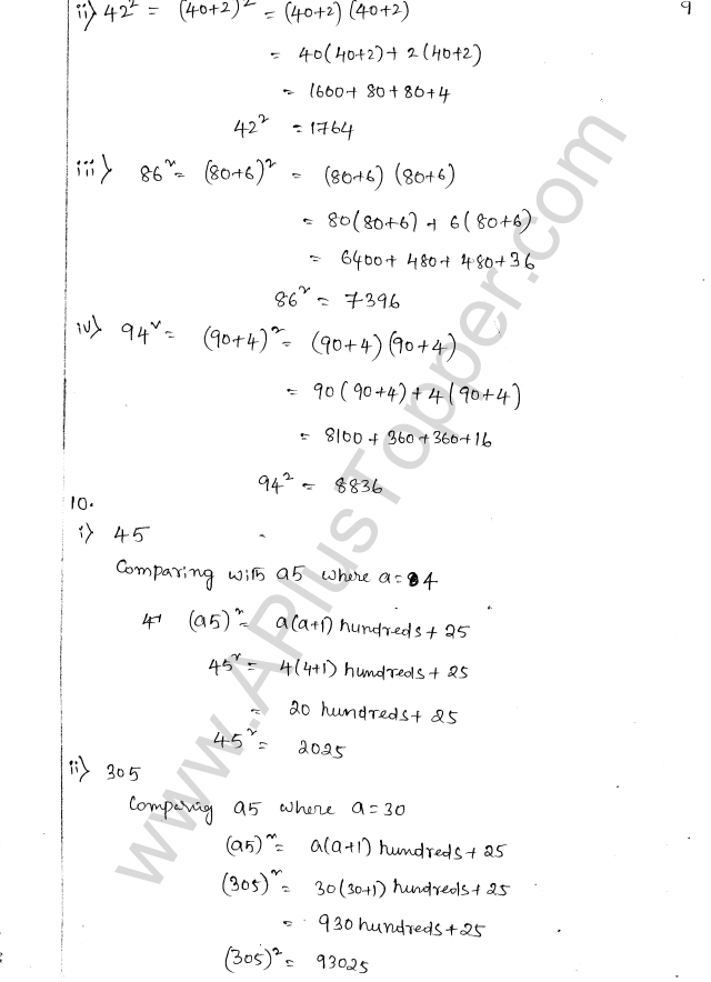 ML Aggarwal ICSE Solutions for Class 8 Maths Chapter 3 Squares and Square Roots 10