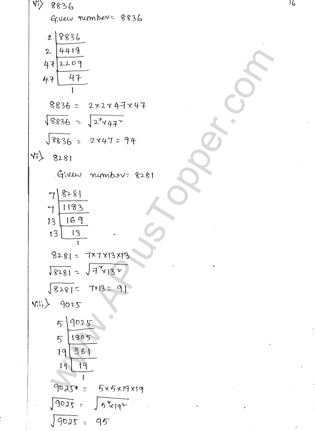 ML Aggarwal ICSE Solutions for Class 8 Maths Chapter 3 Squares and Square Roots 17