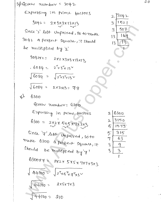 ML Aggarwal ICSE Solutions for Class 8 Maths Chapter 3 Squares and Square Roots 21