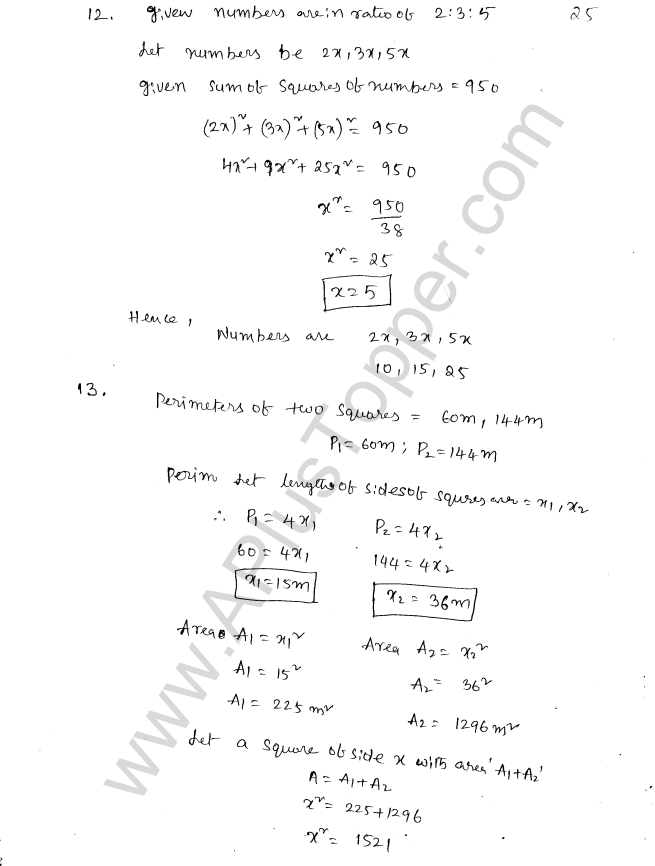 ML Aggarwal ICSE Solutions for Class 8 Maths Chapter 3 Squares and Square Roots 27