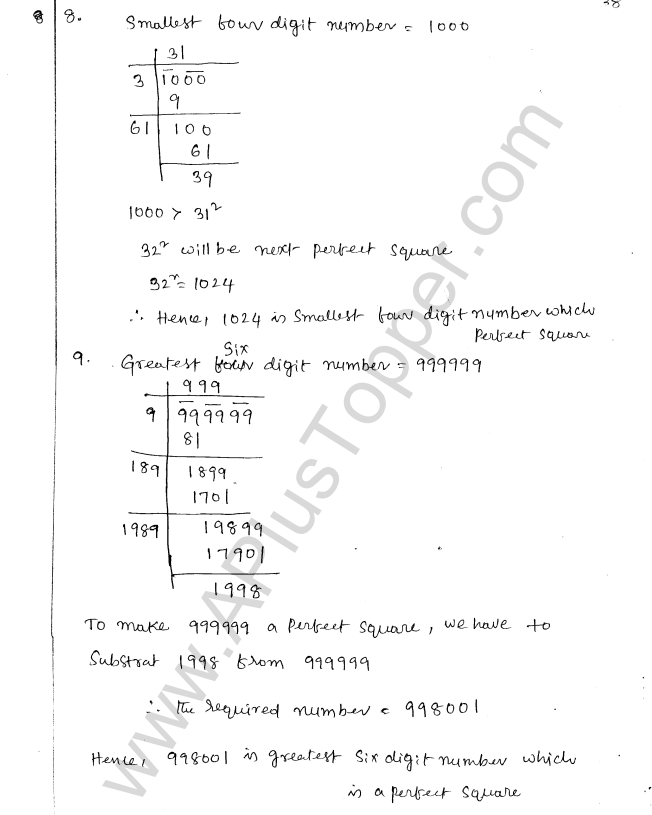 ML Aggarwal ICSE Solutions for Class 8 Maths Chapter 3 Squares and Square Roots 40