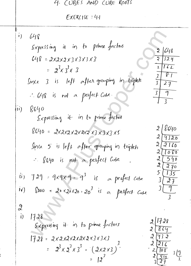 ML Aggarwal ICSE Solutions for Class 8 Maths Chapter 4 Cubes and Cube Roots 1