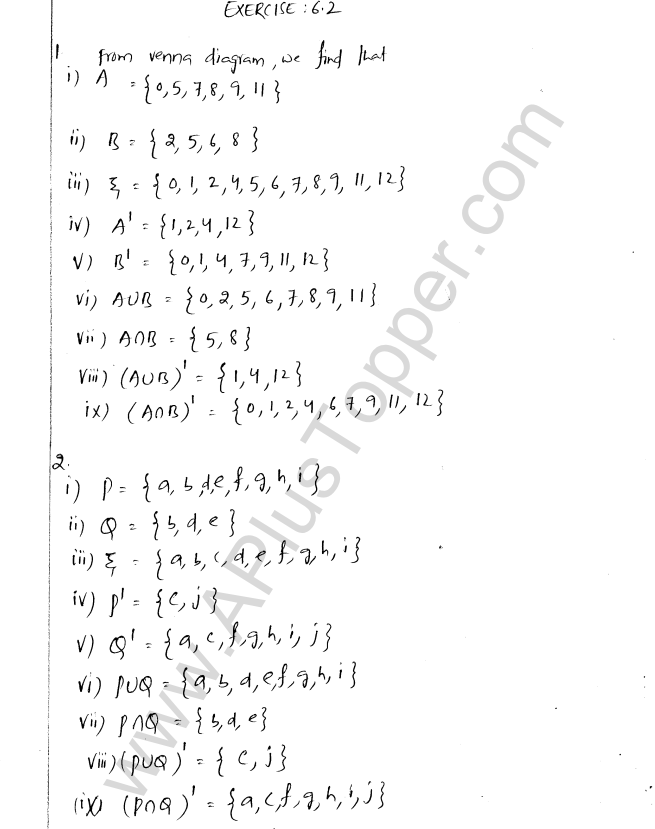 ML Aggarwal ICSE Solutions for Class 8 Maths Chapter 6 Operation on sets Venn Diagrams 8