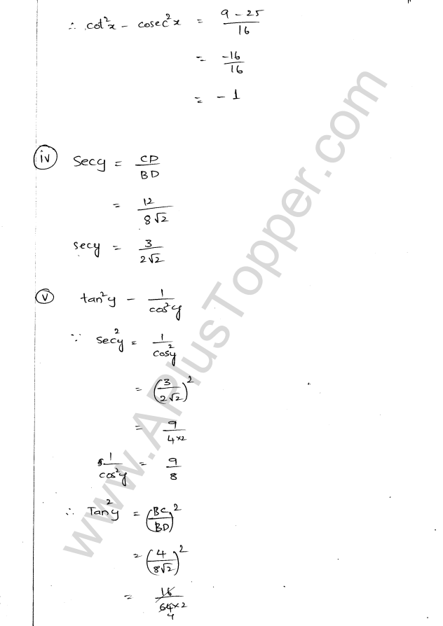 ML Aggarwal ICSE Solutions for Class 9 Maths Chapter 17 Trigonometric Ratios Q1.11