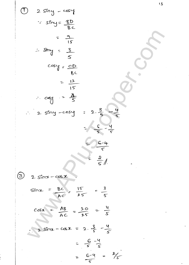 ML Aggarwal ICSE Solutions for Class 9 Maths Chapter 17 Trigonometric Ratios Q1.13