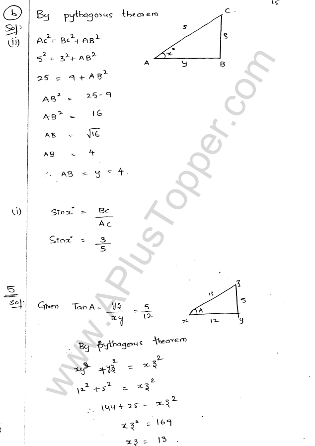 ML Aggarwal ICSE Solutions for Class 9 Maths Chapter 17 Trigonometric Ratios Q1.15