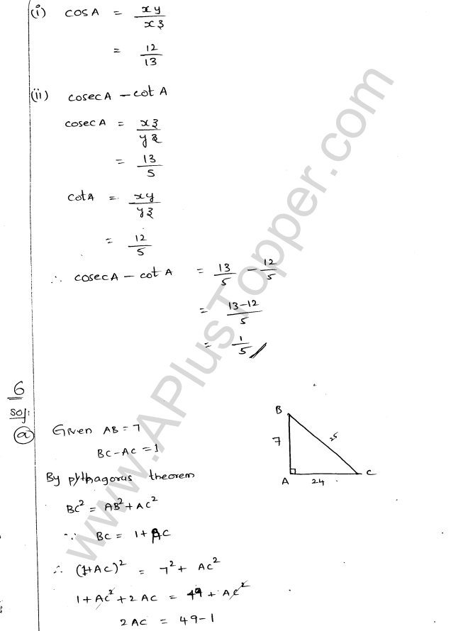 ML Aggarwal ICSE Solutions for Class 9 Maths Chapter 17 Trigonometric Ratios Q1.16