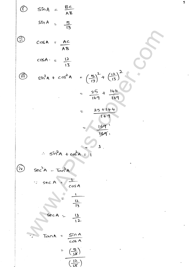 ML Aggarwal ICSE Solutions for Class 9 Maths Chapter 17 Trigonometric Ratios Q1.3