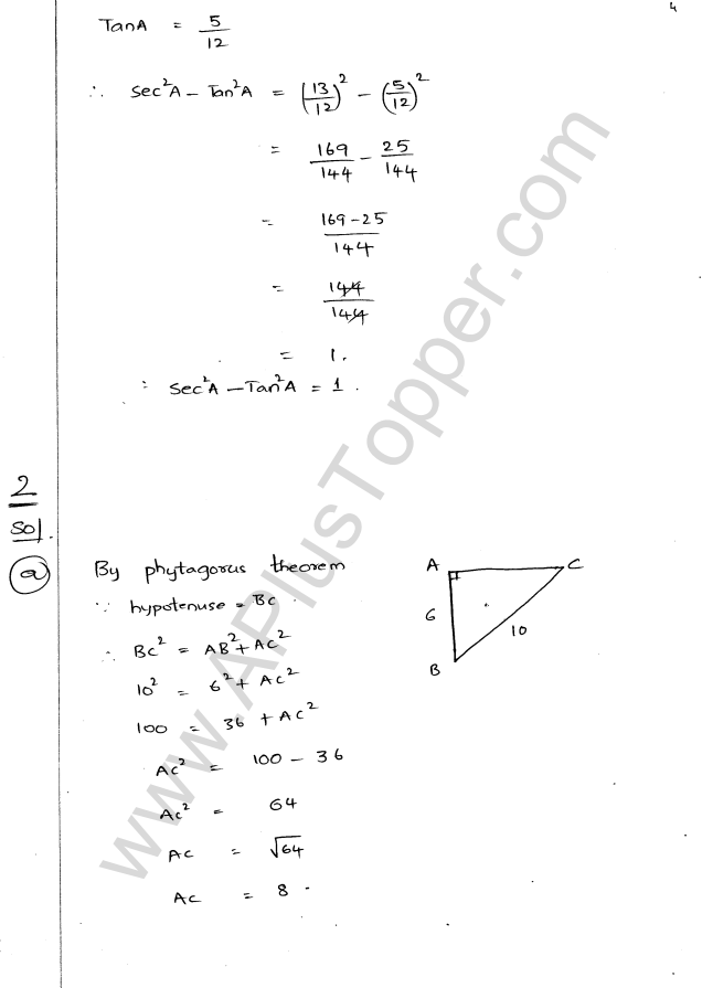 ML Aggarwal ICSE Solutions for Class 9 Maths Chapter 17 Trigonometric Ratios Q1.4