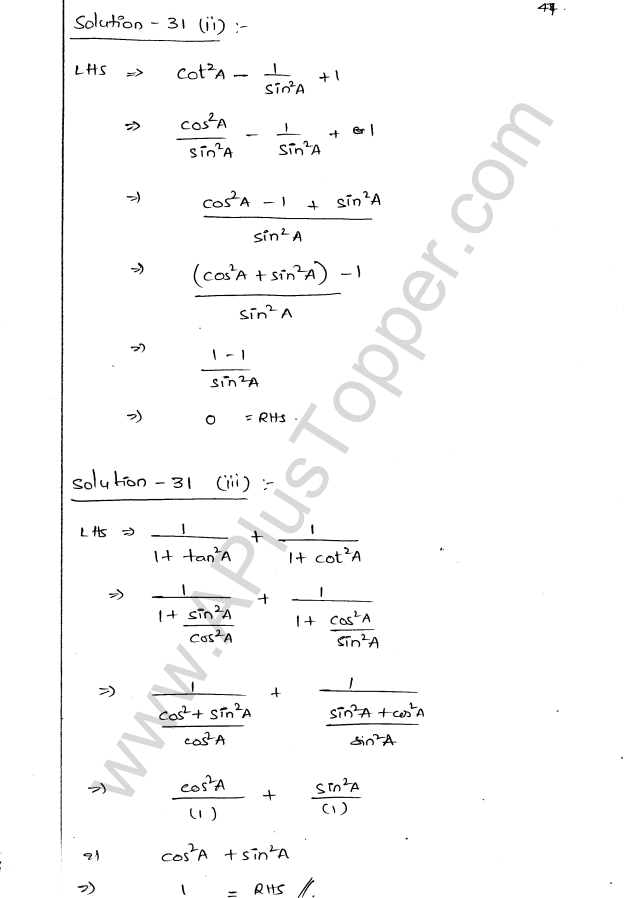 ML Aggarwal ICSE Solutions for Class 9 Maths Chapter 17 Trigonometric Ratios Q1.47