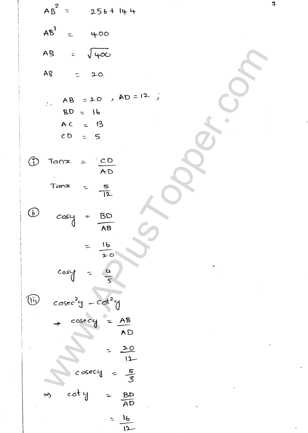 ML Aggarwal ICSE Solutions for Class 9 Maths Chapter 17 Trigonometric Ratios Q1.7