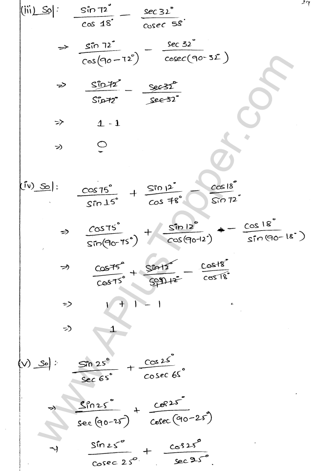 ML Aggarwal ICSE Solutions for Class 9 Maths Chapter 18 Trigonometric Ratios and Standard Angles Q1.29