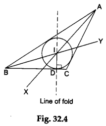 Math Labs with Activity - Incircle of a given Triangle by Paper Folding Method 4