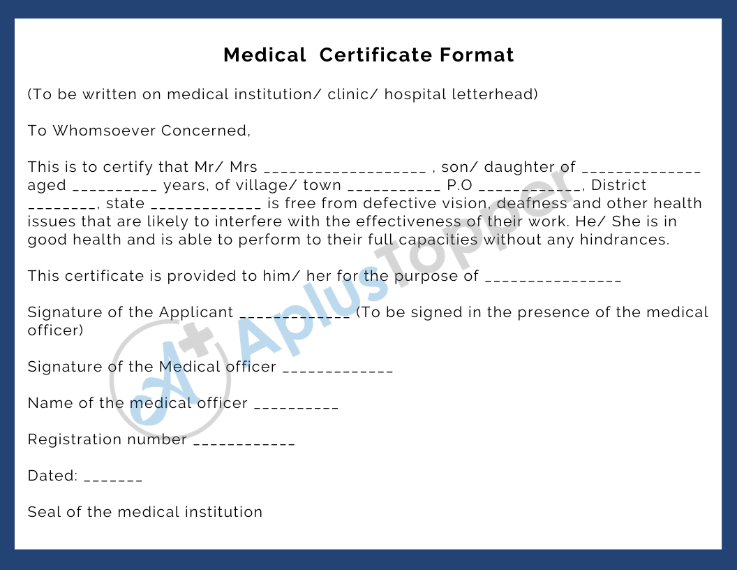 Medical Certificate Format