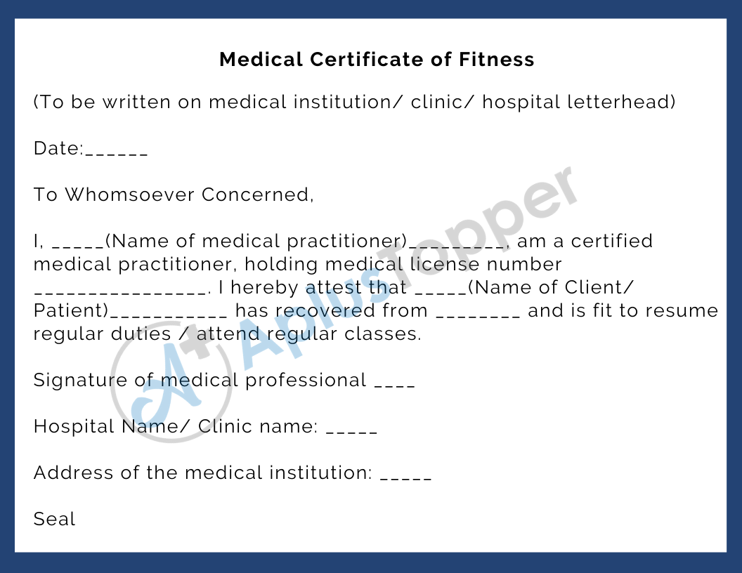 Medical Certificate of Fitness