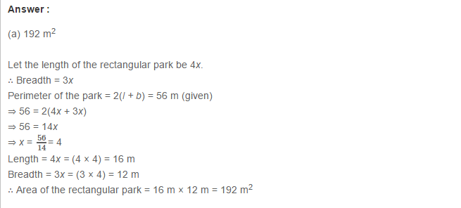 Mensuration RS Aggarwal Class 7 Maths Solutions CCE Test Paper 16.1