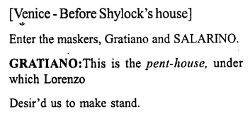 Merchant of Venice Act 2, Scene 6 Translation Meaning Annotations 1