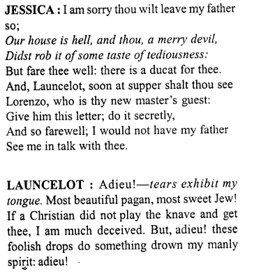 Merchant of Venice Workbook Answers Act II, Scene III 1