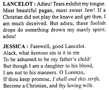 Merchant of Venice Workbook Answers Act II, Scene III 2