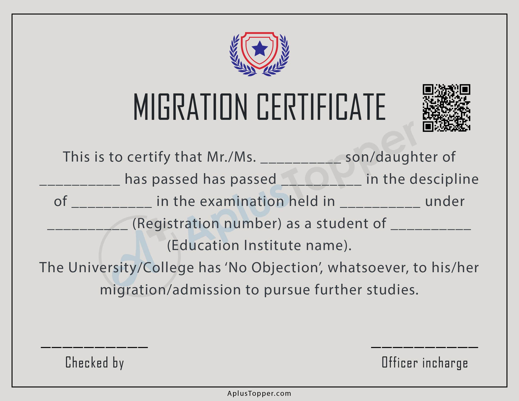 Migration Certificate