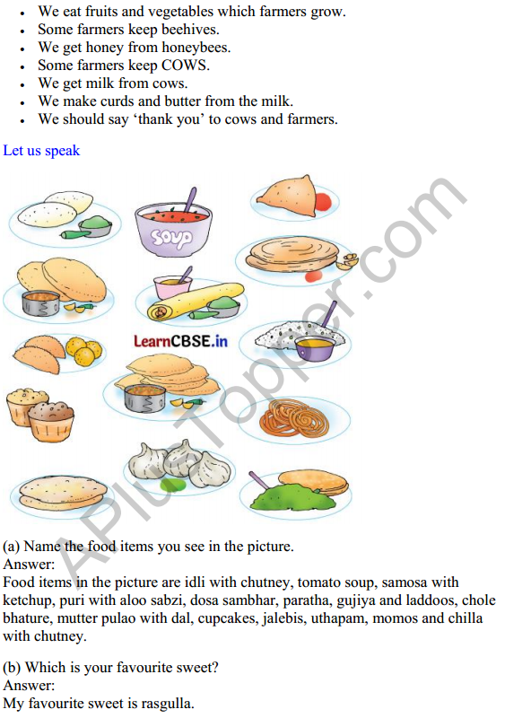 Mridang Class 1 English Solutions Chapter 7 The Food We Eat 2