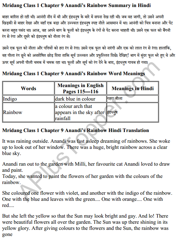 Mridang Class 1 English Solutions Chapter 9 Anandi’s Rainbow 4