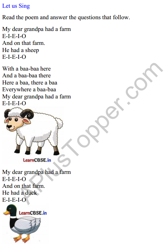 Mridang Class 1 English Worksheet Chapter 5 A Farm 1