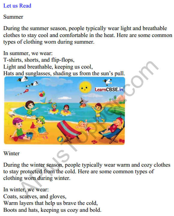 Mridang Class 1 English Worksheet Chapter 8 The Four Seasons 5