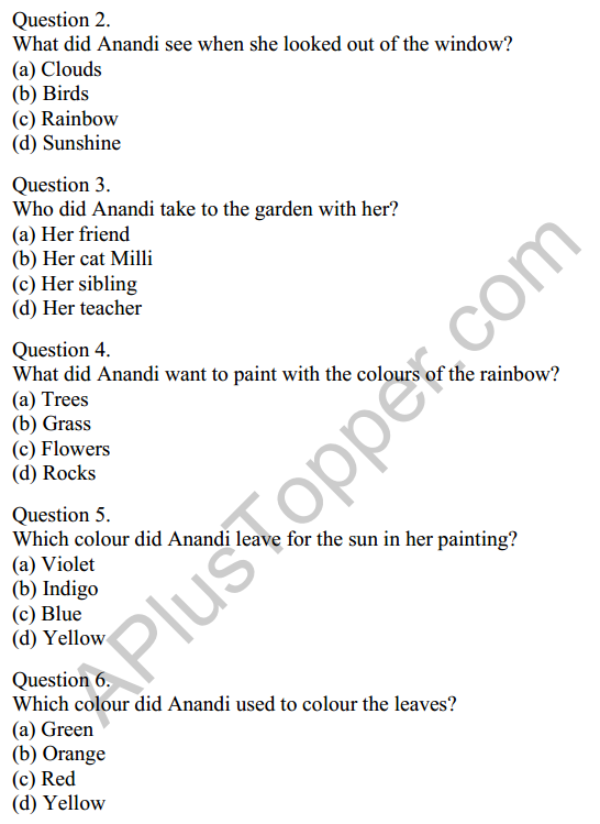 Mridang Class 1 English Worksheet Chapter 9 Anandi’s Rainbow 2