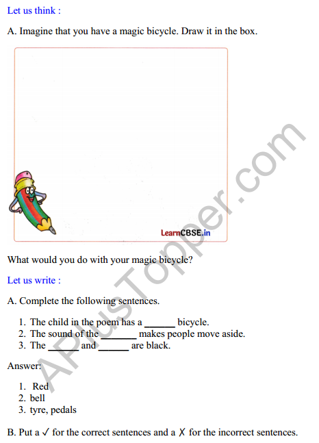 Mridang Class 2 English Solutions Chapter 1 My Bicycle 4