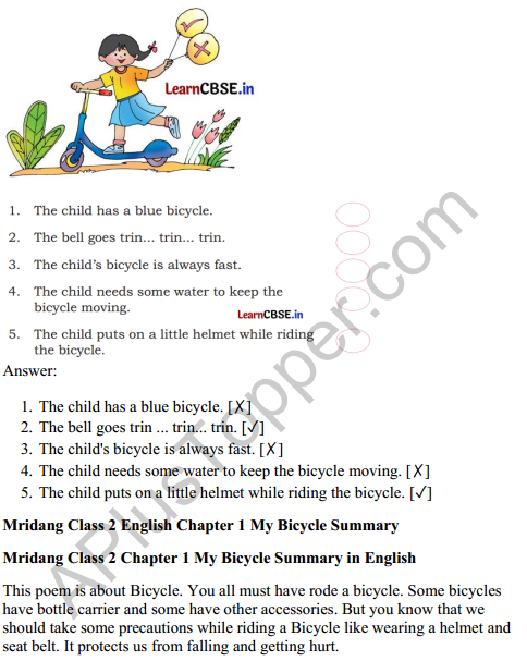 Mridang Class 2 English Solutions Chapter 1 My Bicycle 5