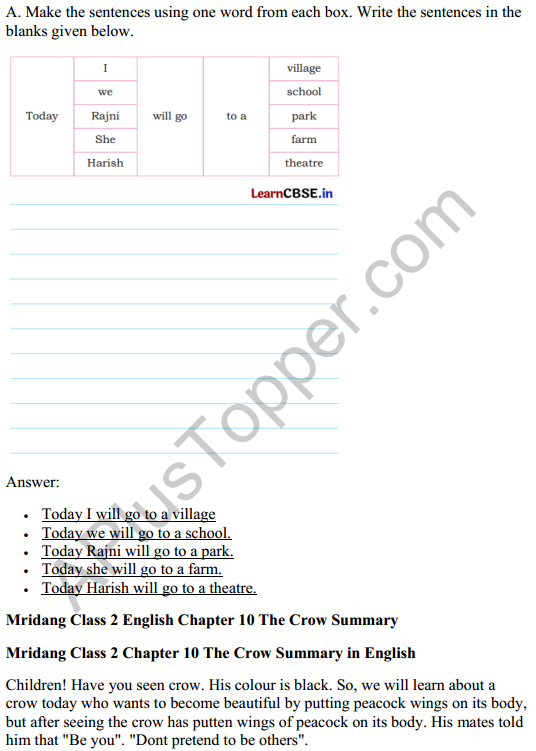 Mridang Class 2 English Solutions Chapter 10 The Crow 5