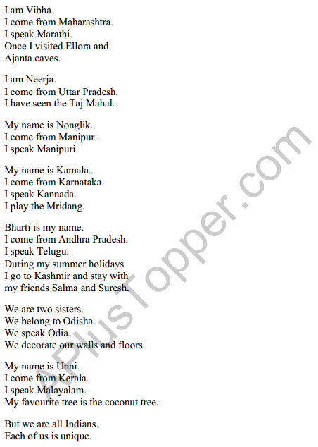 Mridang Class 2 English Solutions Chapter 13 We Are All Indians 9