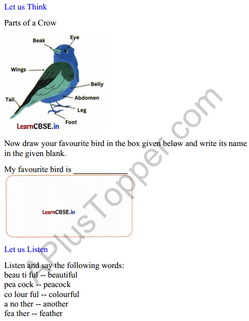 Mridang Class 2 English Worksheet Chapter 10 The Crow 2