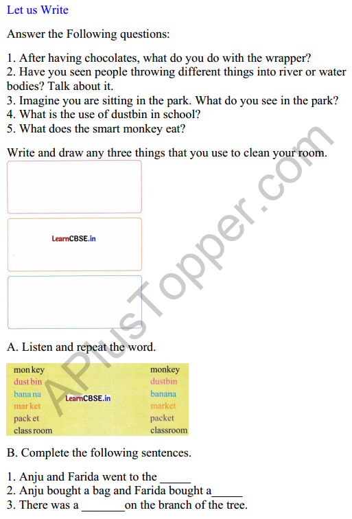 Mridang Class 2 English Worksheet Chapter 11 The Smart Monkey 1