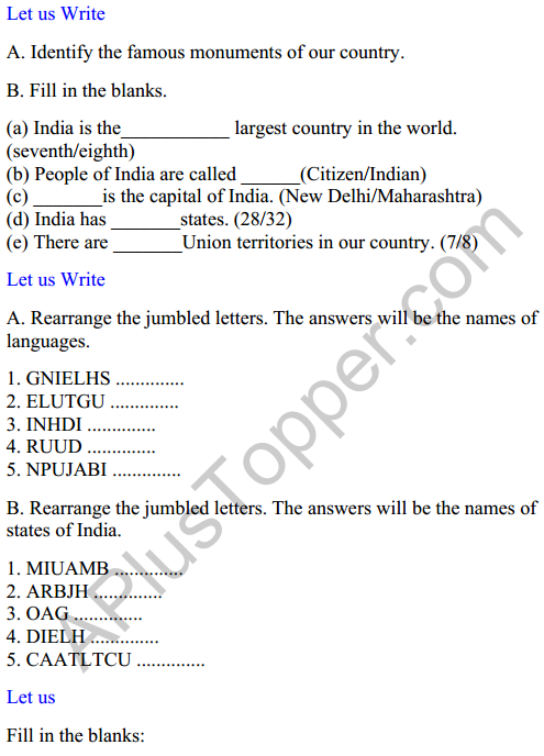 Mridang Class 2 English Worksheet Chapter 13 We Are All Indians 1