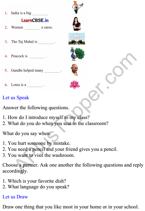 Mridang Class 2 English Worksheet Chapter 13 We Are All Indians 2