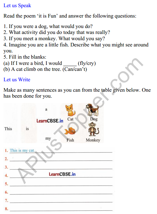 Mridang Class 2 English Worksheet Chapter 3 It Is Fun1