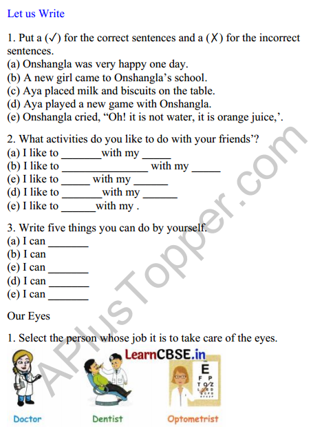 Mridang Class 2 English Worksheet Chapter 4 Seeing without Seeing 3