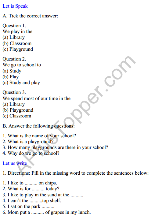 Mridang Class 2 English Worksheet Chapter 6 Between Home and School 1