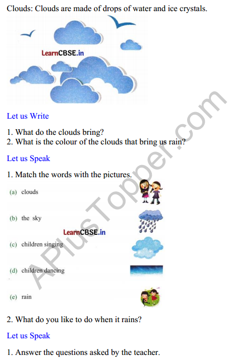 Mridang Class 2 English Worksheet Chapter 8 A Show of Clouds 1