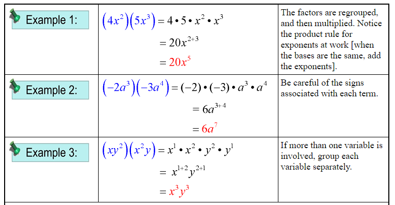 Multiplying by a Monomial 1