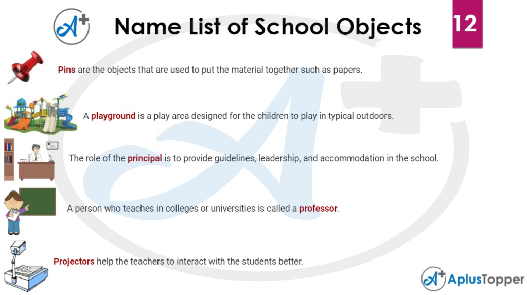 Name List of School Objects 12