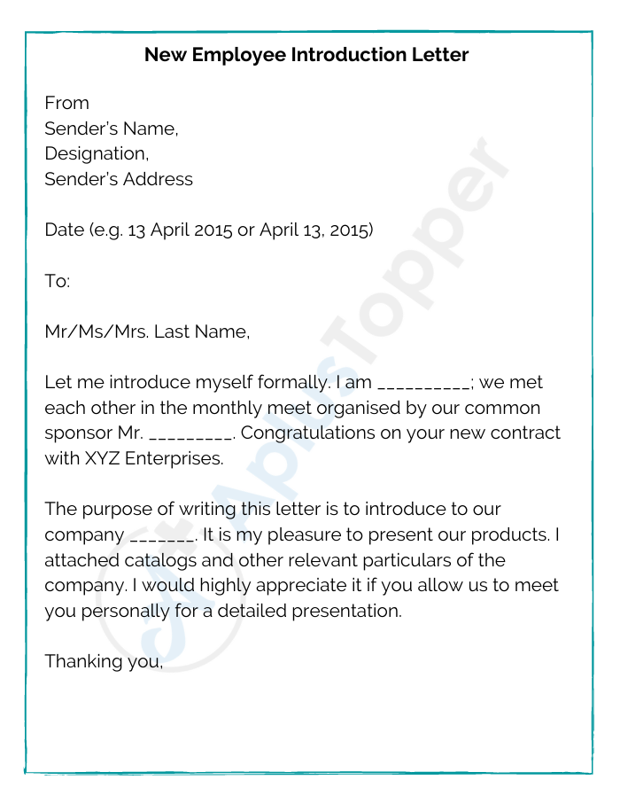 New Employee Introduction Letter