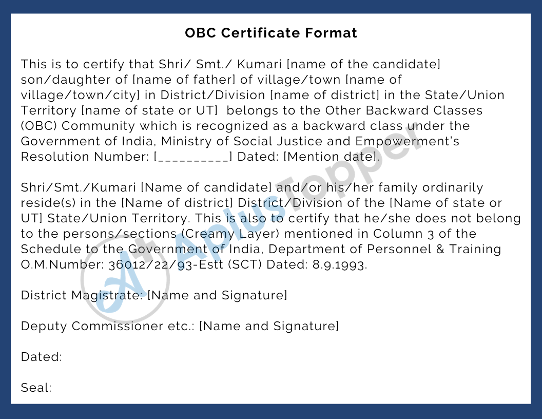 OBC Certificate Format