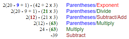 Order of Operations and Evaluating Expressions 3