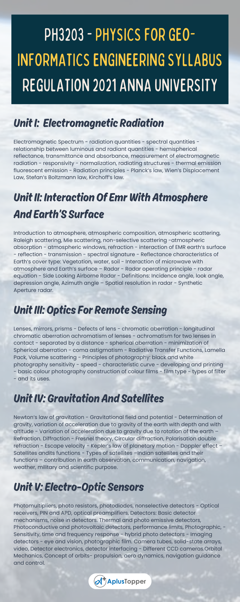 PH3203 - Physics For Geo-Informatics Engineering Syllabus Regulation 2021 Anna University