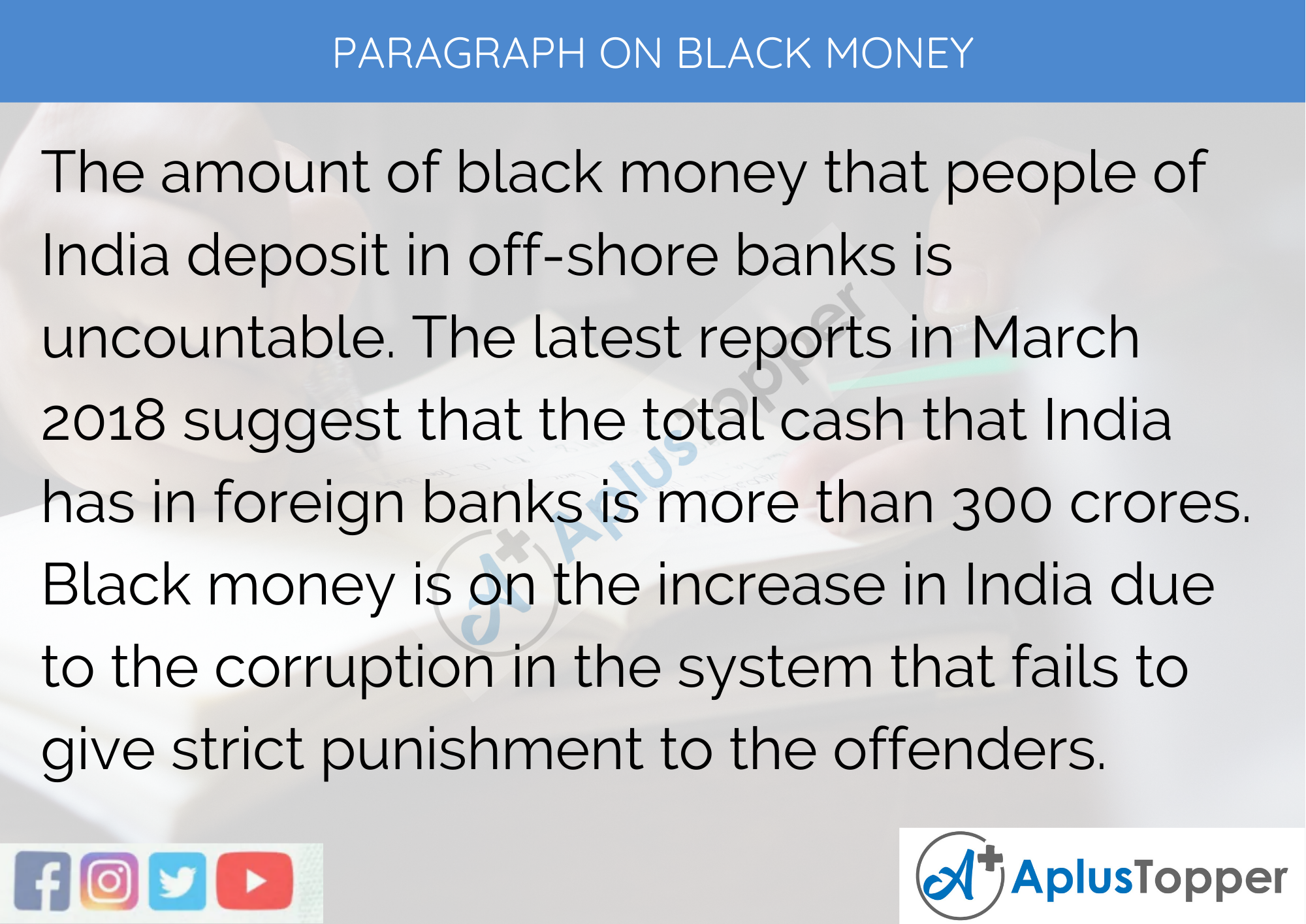 Paragraph On Black Money - 100 Words for Classes 1, 2, 3 Kids