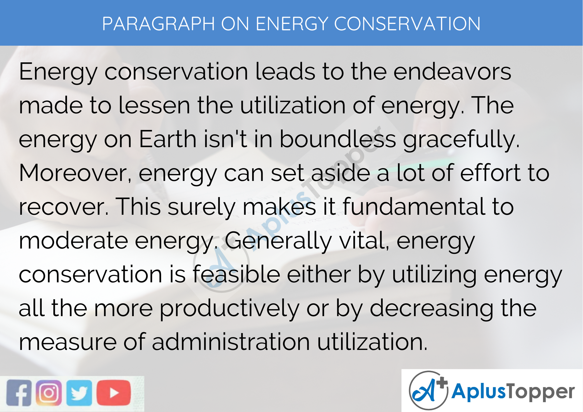 Paragraph On Energy Conservation - 250 to 300 Words for Classes 9, 10, 11, 12 And Competitive Exams Students